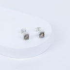 Smokey Quartz Box Earrings in 92.5 Sterling Silver