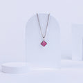 Exquisite 92.5 Sterling Silver Pink Clover Pendant in Mother of Pearl