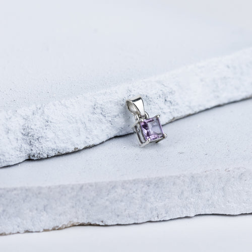 Amethyst Box Pendant in 92.5 Sterling Silver