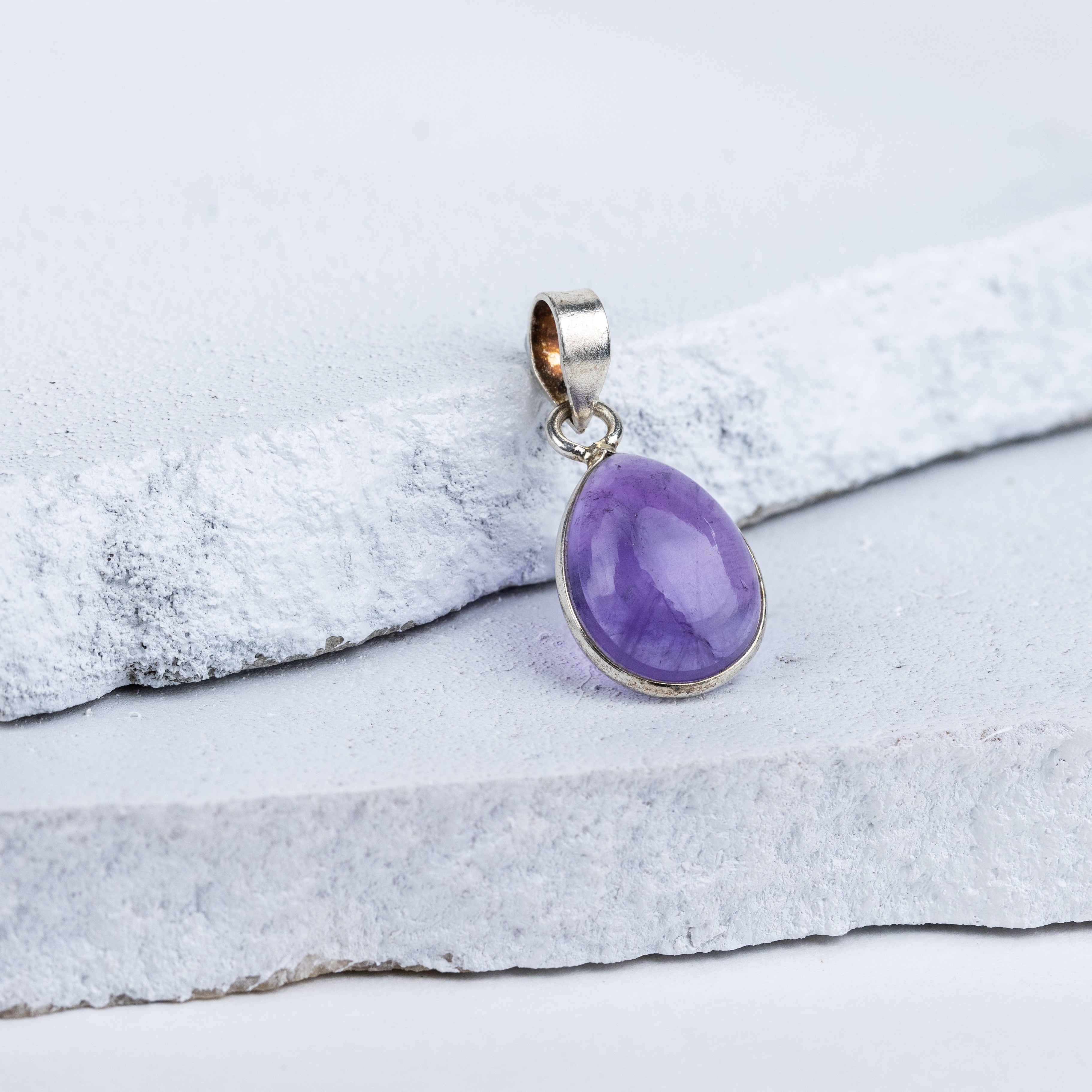 Amethyst Teardrop Pendant in 92.5 Sterling Silver