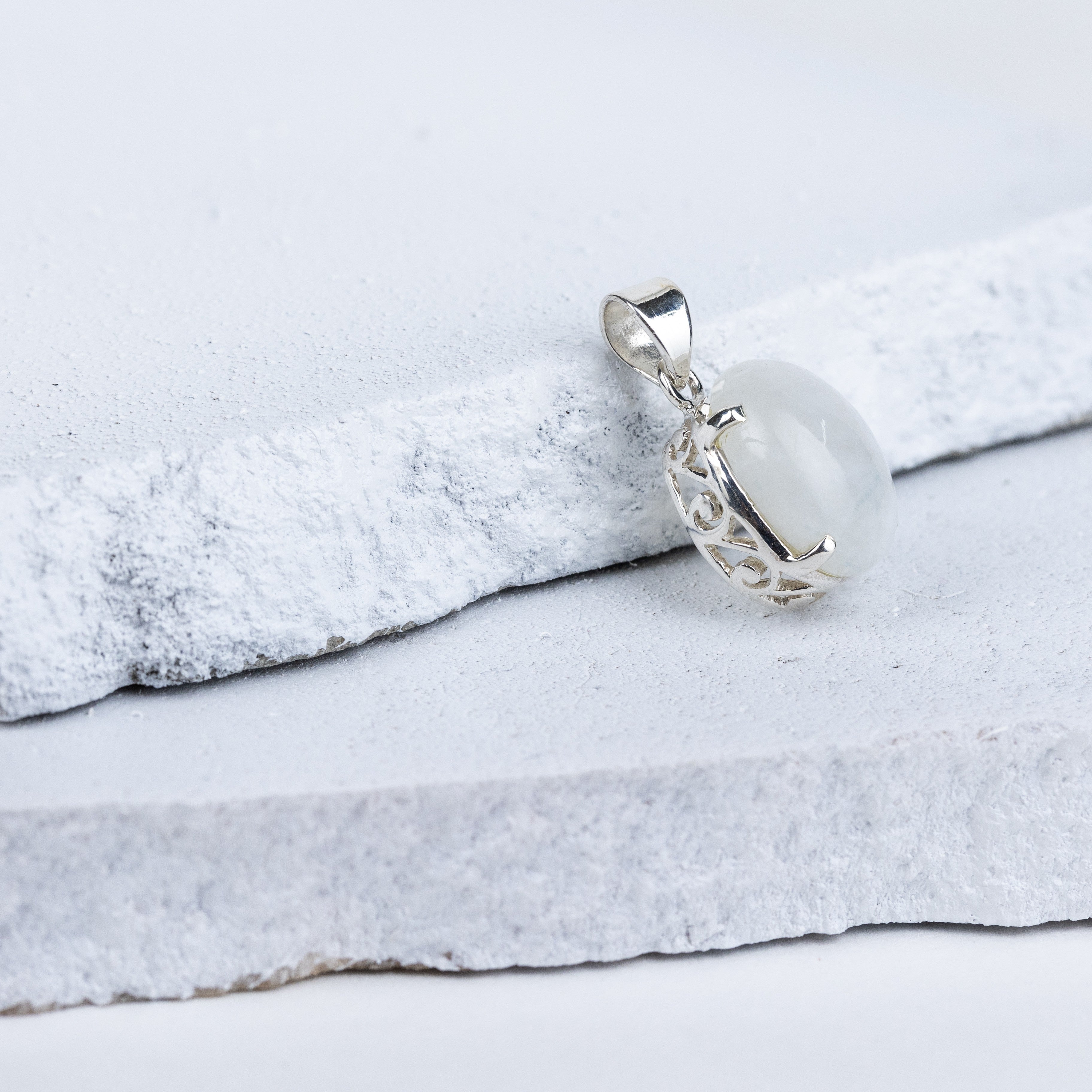 Moonstone Teardrop Pendant in 92.5 Sterling Silver