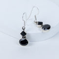 Black Tourmaline Teardrop Danglings in 92.5 Sterling Silver