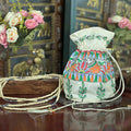 Hand-Painted Silk Potli Bag with Piping Accents