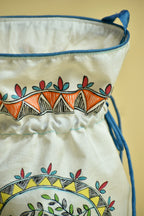 Feather & Fins Silk Handpainted Madhubani Potli