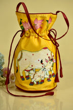 Pichwai Cow Silk Handpainted Potli