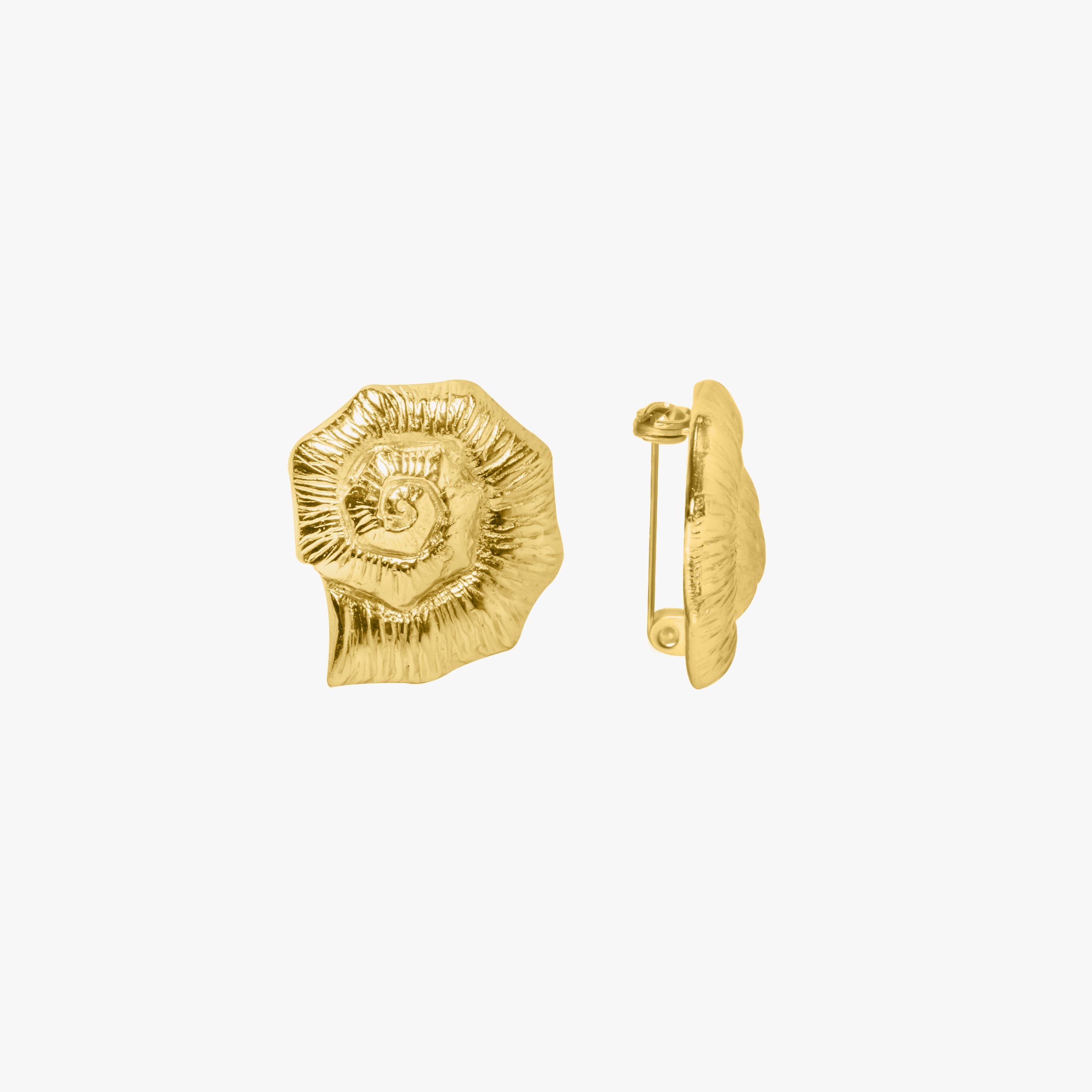 Knobbed Whelk Brooch - Gold Tone