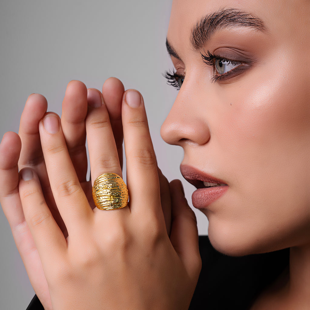 Oak Ring - Gold Tone