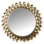 Amaya Decors Gold Foil Leaves Mirror (24x24x2 Inch)