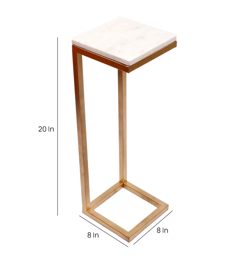 Amaya Decors L Shape Metal & Marble Table