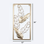 Amaya Decors Green & Gold Leaves Rectangular Wall Décor