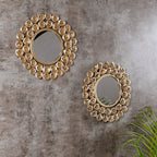 Amaya Decors Gold Rose Mirror Set of 2 (15x15x1 Inch)