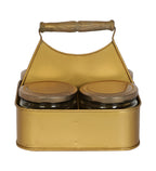 Amaya Decors Metal Basket with 4 Glass Jars