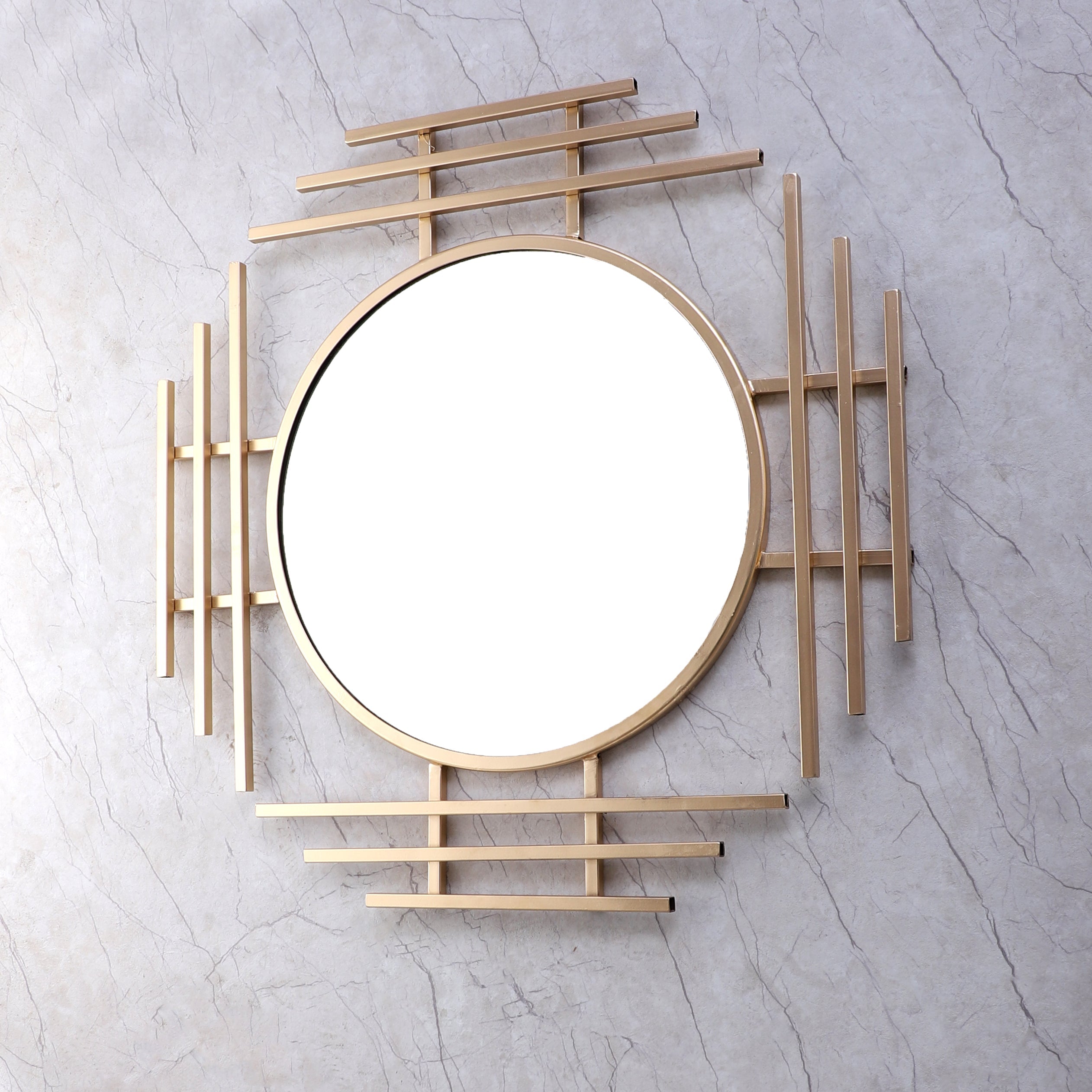 Amaya Decors Three Stripes Wall Mirror (24x24x1 Inch)