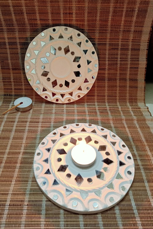 Kutch Lippan Mud Work Tealight Holder Set of 2