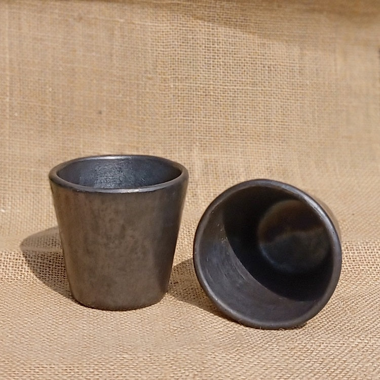 Longpi Black Pottery Tumblers Trapezium Small Set of 2