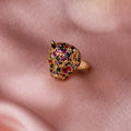 Studded Panther Adjustable Ring
