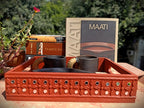 Pine Wood & MDF Lippan Mud & Mirror Work Caddy Brick Red (L)