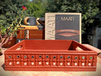 Pine Wood & MDF Lippan Mud & Mirror Work Caddy Brick Red (L)