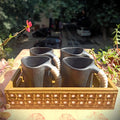 Pine Wood & MDF Lippan Mud & Mirror Work Caddy Yellow Ochre (L)