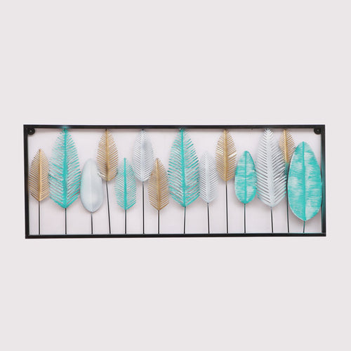Amaya Decors Rectangular Multicolor Etching Leaves Wall Decor