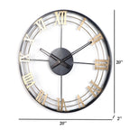Amaya Decors Black & Gold Roman Number Wall Clock