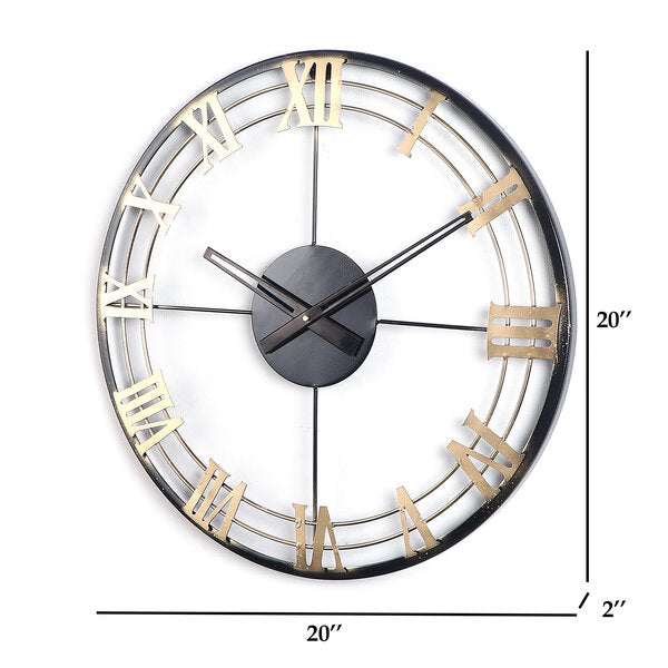Amaya Decors Black & Gold Roman Number Wall Clock