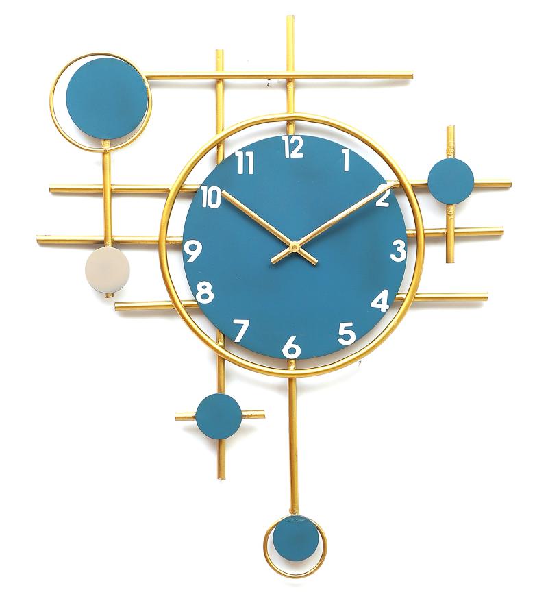 Amaya Decors Green & Gold Double Pendulam Clock