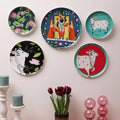 Amaya Decors Cow Metal & Meena Wall Plates Set of 5